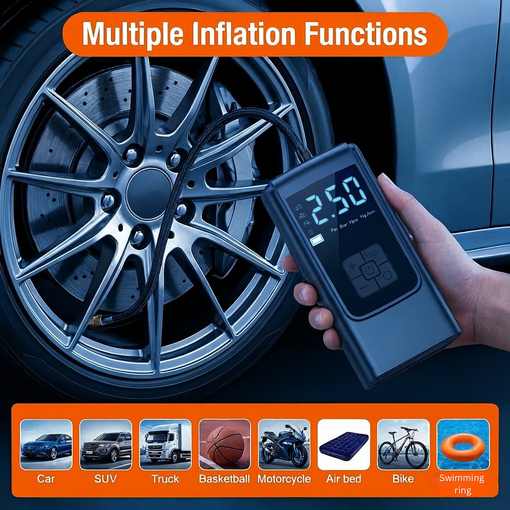 Road Ready Mini Inflator – Compact Digital Tire Inflator for Emergency Roadside Use