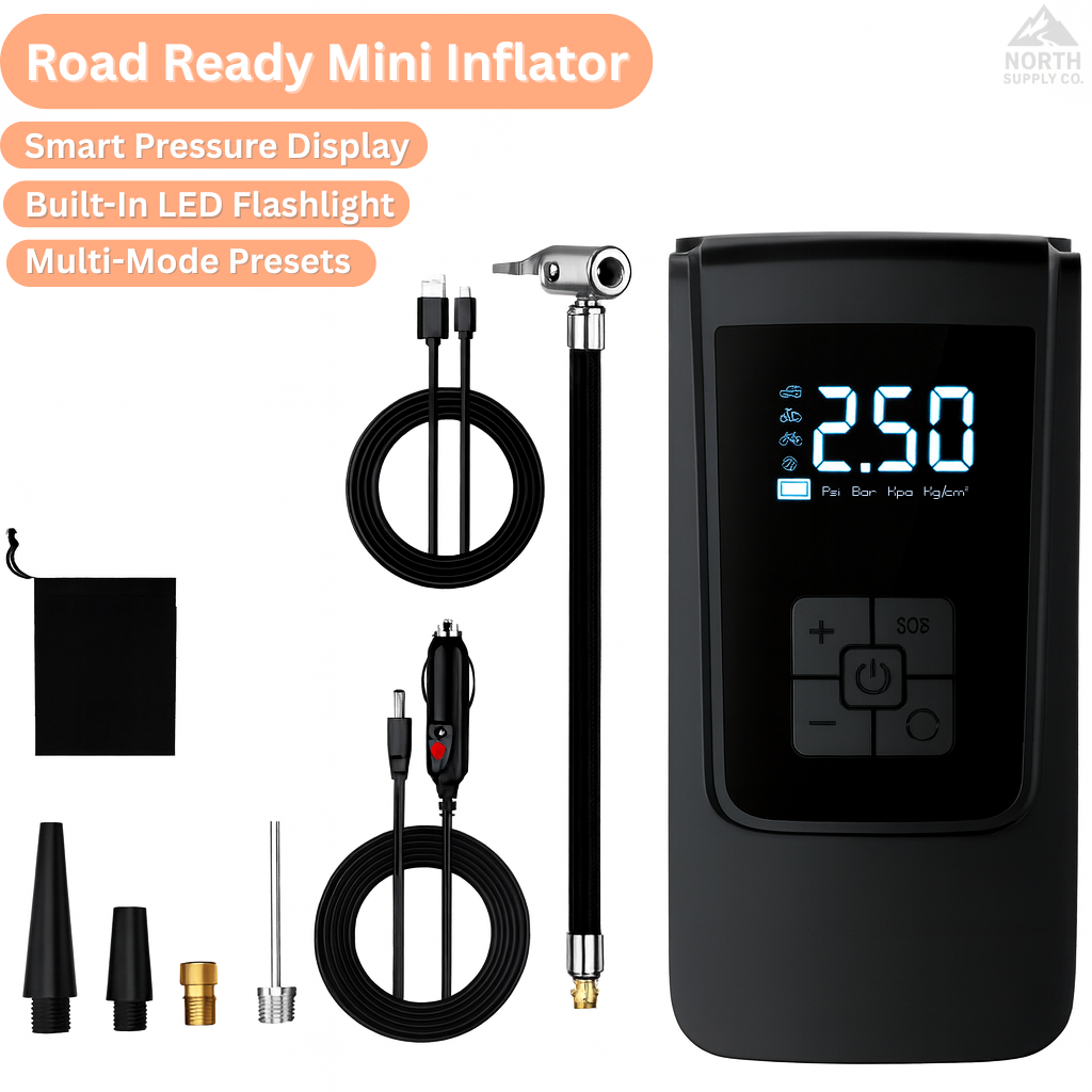 Road Ready Mini Inflator – Compact Digital Tire Inflator for Emergency Roadside Use